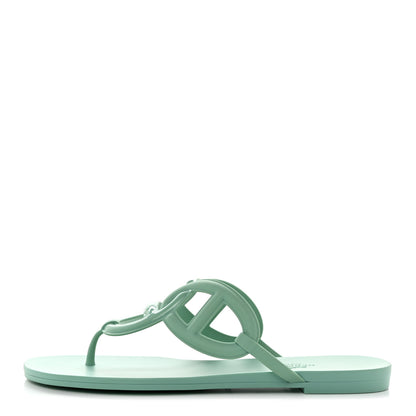 Hermes Rubber Womens Egerie Sandals 41 Vert Embrun 1 of 8