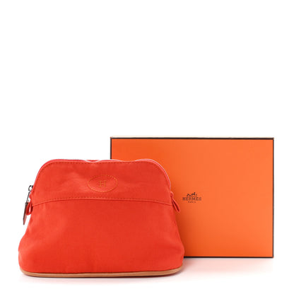 Hermes Cotton Canvas Mini Bolide Travel Cosmetic Pouch Feu 8 of 8