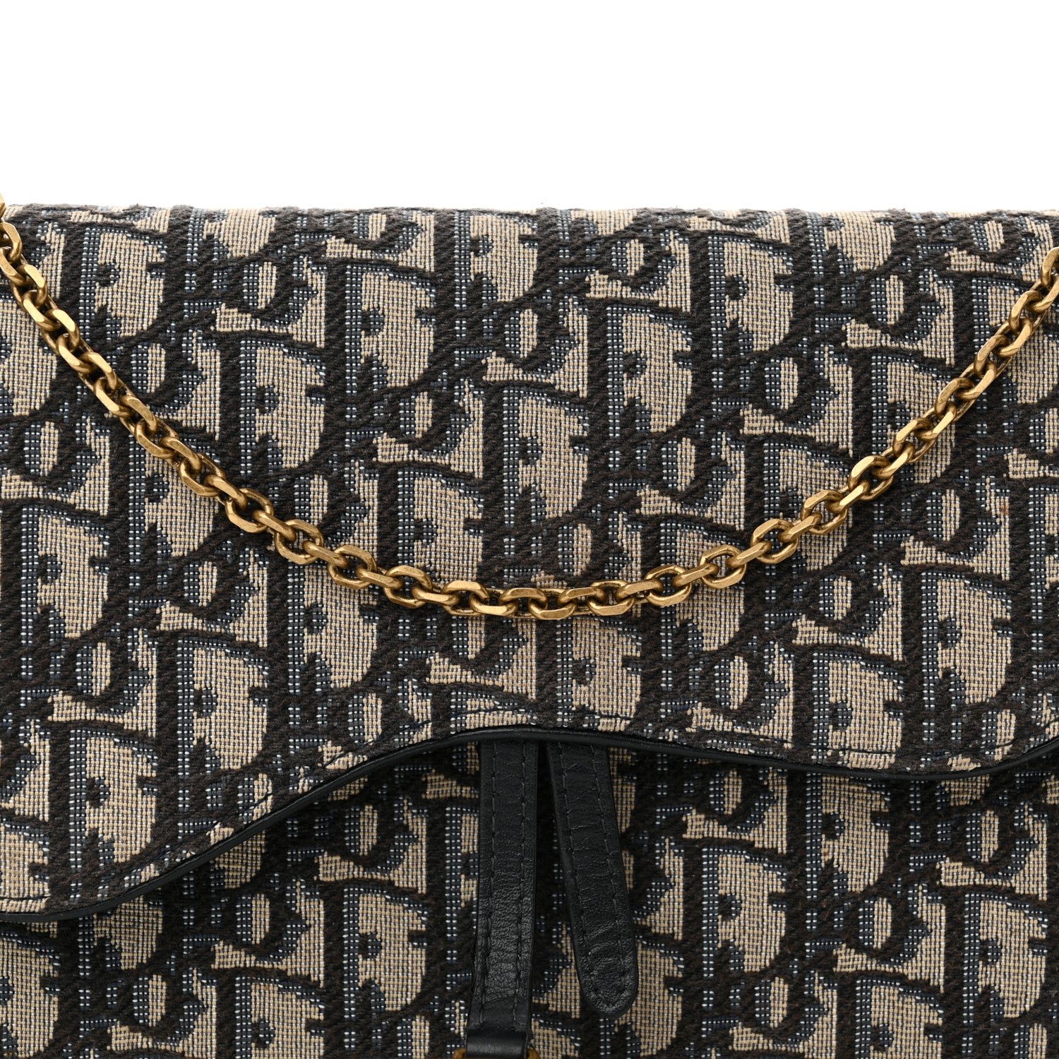 Christian Dior Oblique Saddle Chain Pouch Blue 8 of 12