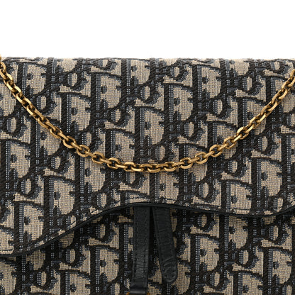 Christian Dior Oblique Saddle Chain Pouch Blue 8 of 12
