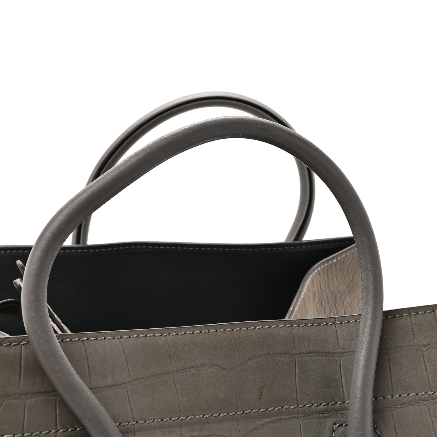 Celine Crocodile Embossed Nubuck Medium Phantom Luggage Grey 11 of 11