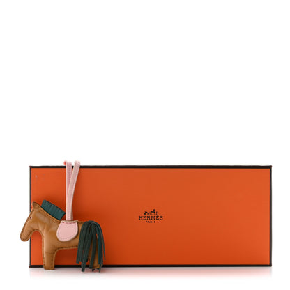 Hermes Milo Lambskin Grigri Rodeo Horse Bag Charm PM Sesame Malachite Rose Sakura 5 of 5