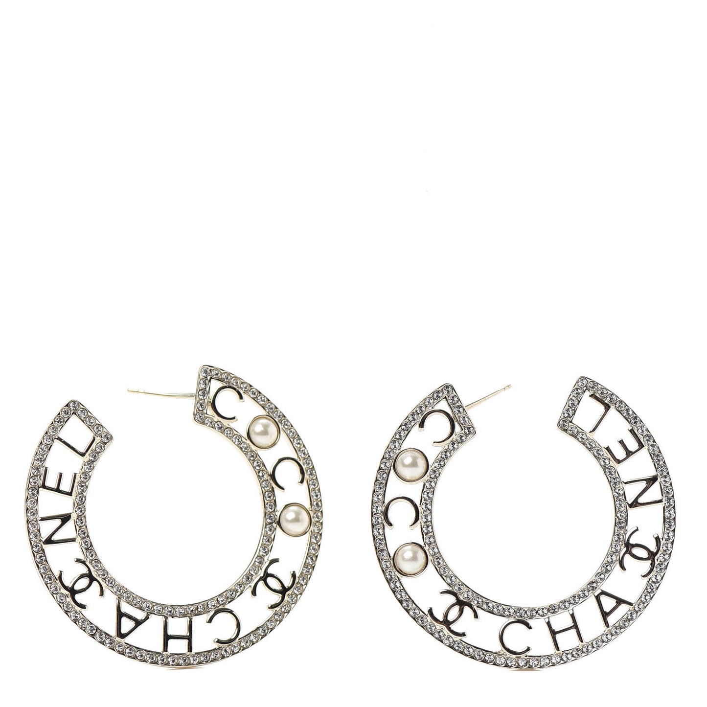 Crystal Pearl Bow-tiful CC Hoop Earrings Gold