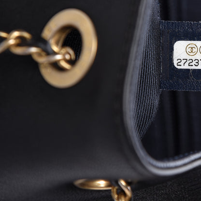Chanel Lambskin Caviar Lovely Chains Drawstring Bag Black Dark Blue 9 of 12