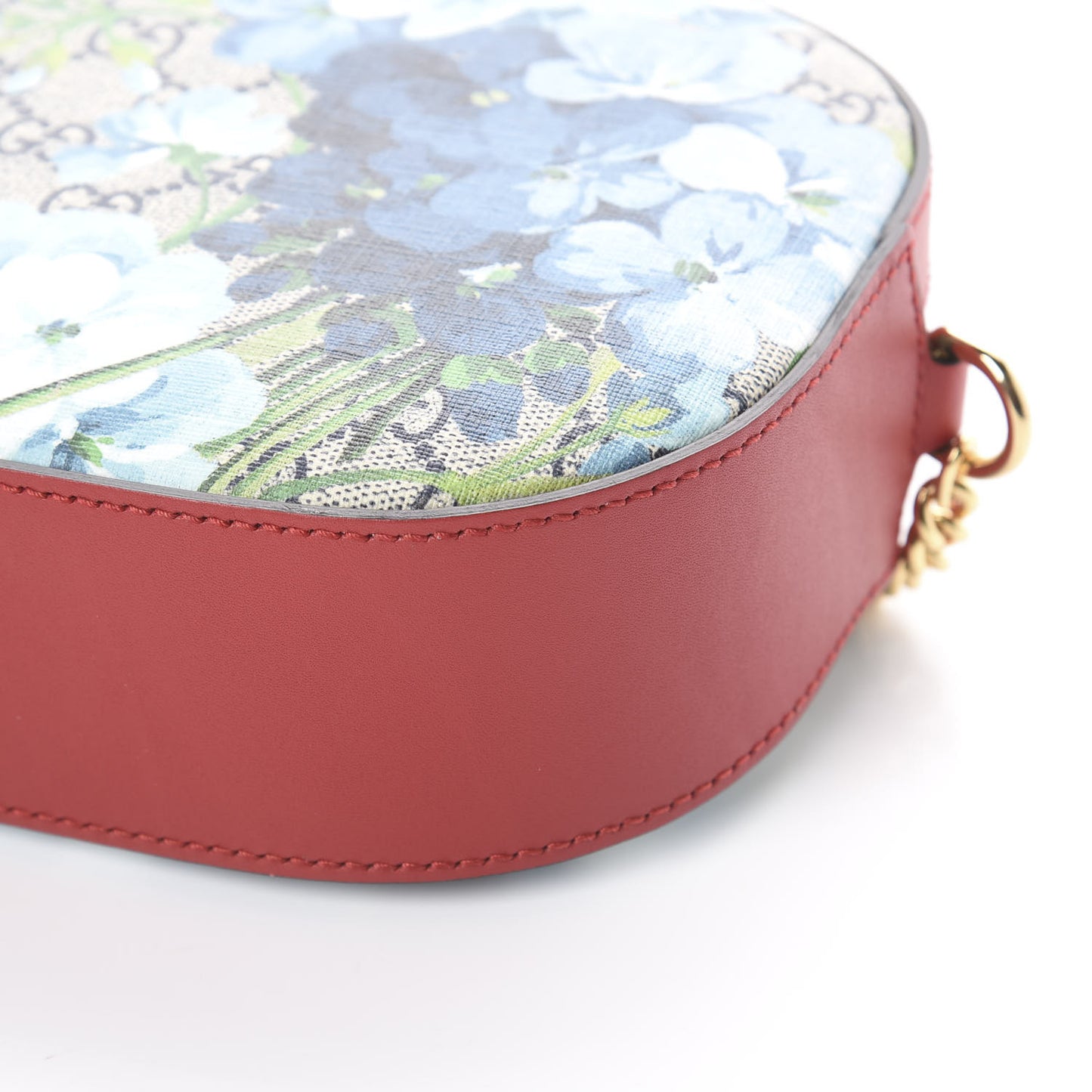 GG Supreme Monogram Blooms Mini Chain Shoulder Bag Beige Blue Navy Hibiscus Red
