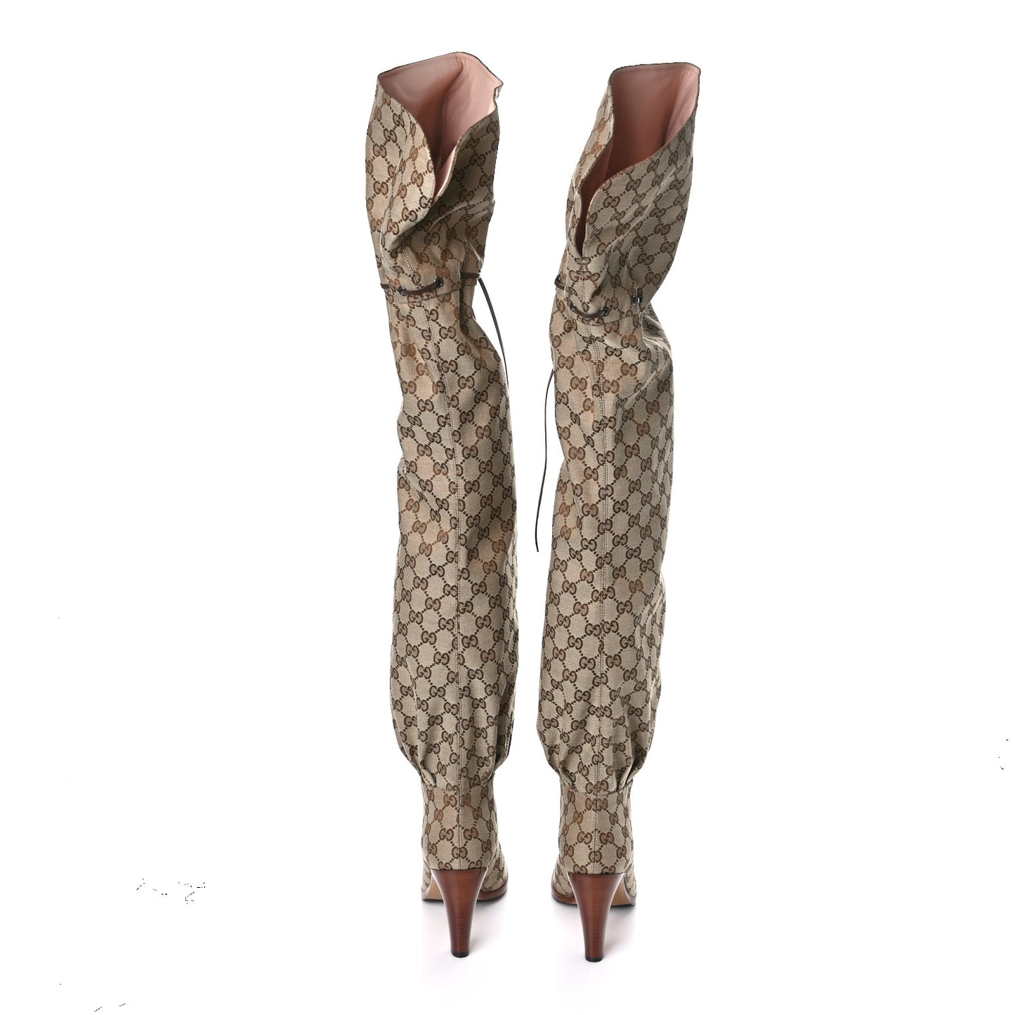 Monogram Over the Knee Boots 39.5 Beige Ebony