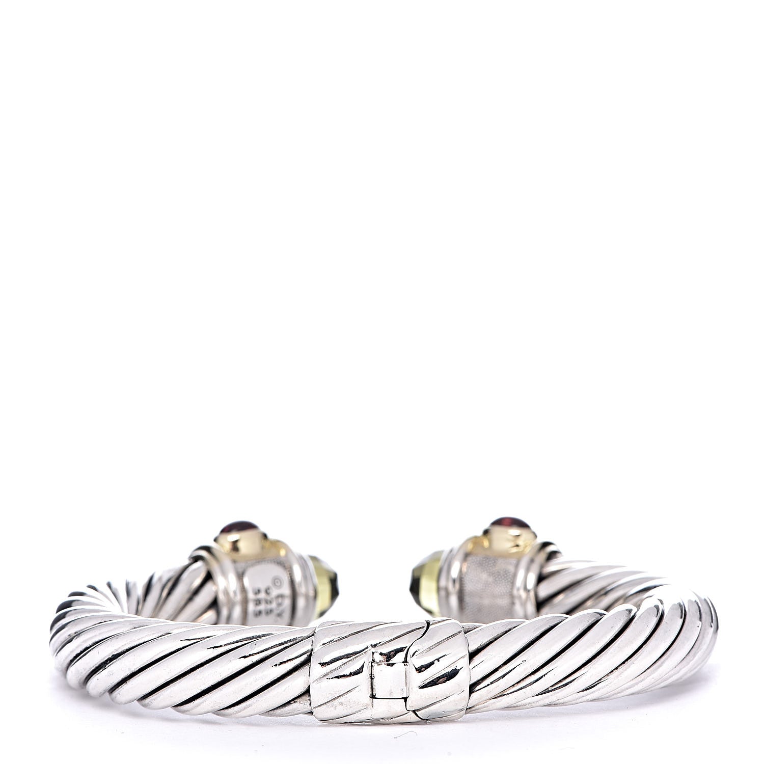 David Yurman Sterling Silver 14K Yellow Gold Lemon Quartz Blue Topaz Garnet 10mm Cable Renaissance Bracelet 3 of 5