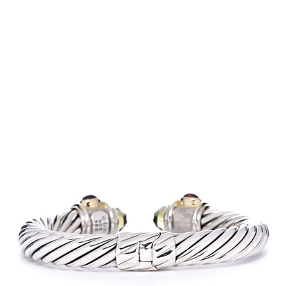 David Yurman Sterling Silver 14K Yellow Gold Lemon Quartz Blue Topaz Garnet 10mm Cable Renaissance Bracelet 3 of 5