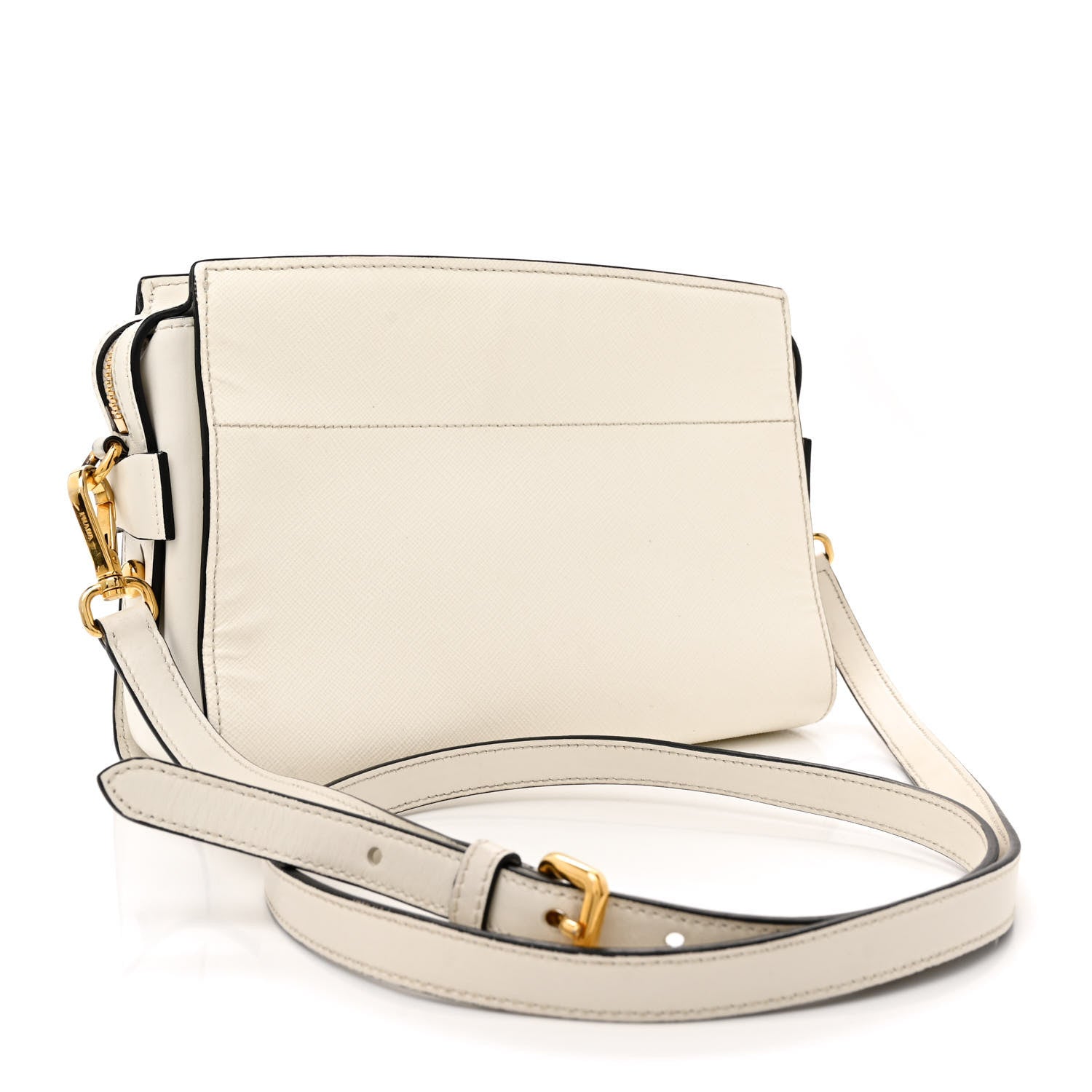 Prada Saffiano City Calfskin Esplanade Crossbody Bag White 3 of 13