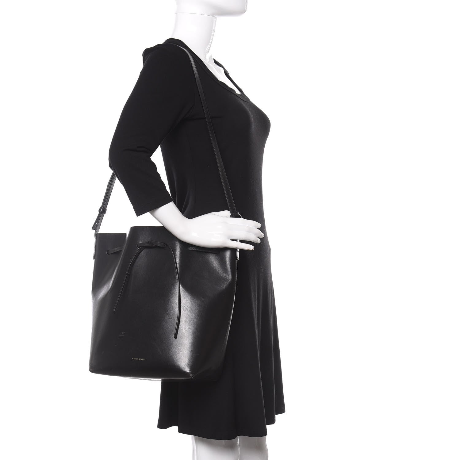 Mansur Gavriel Vegetable Tanned Calfskin Bucket Bag Black Royal 2 of 9