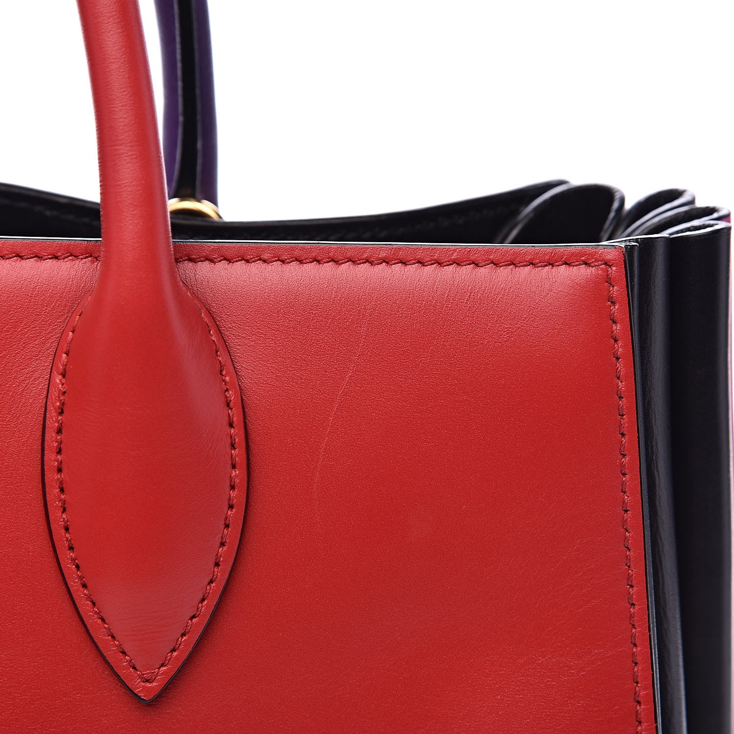 Prada City Calfskin Medium Colorblock Bibliothèque Tote Fuoco Viola Black 13 of 13