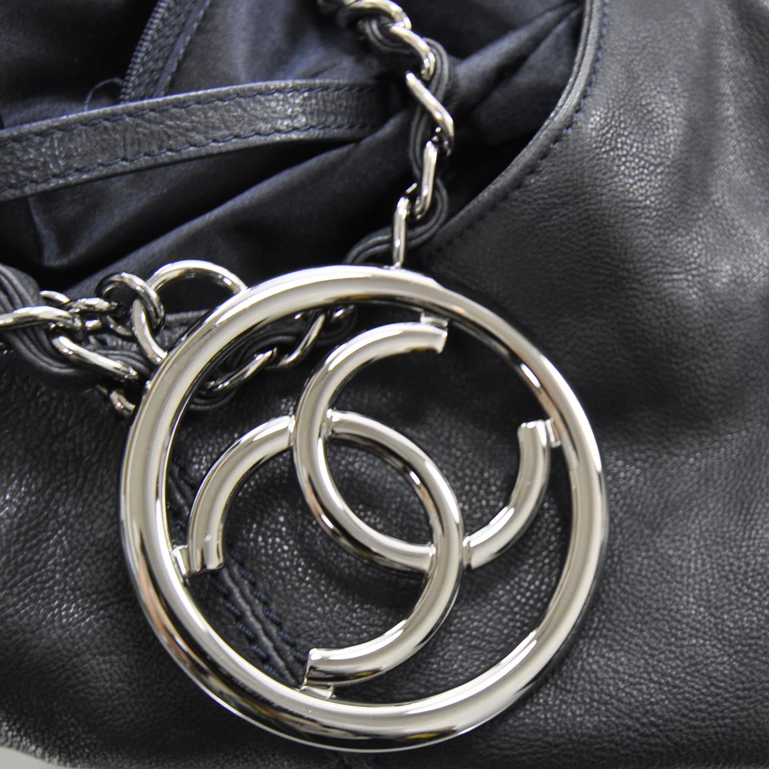 Chanel Leather Coco Cabas Navy Blue 11 of 11