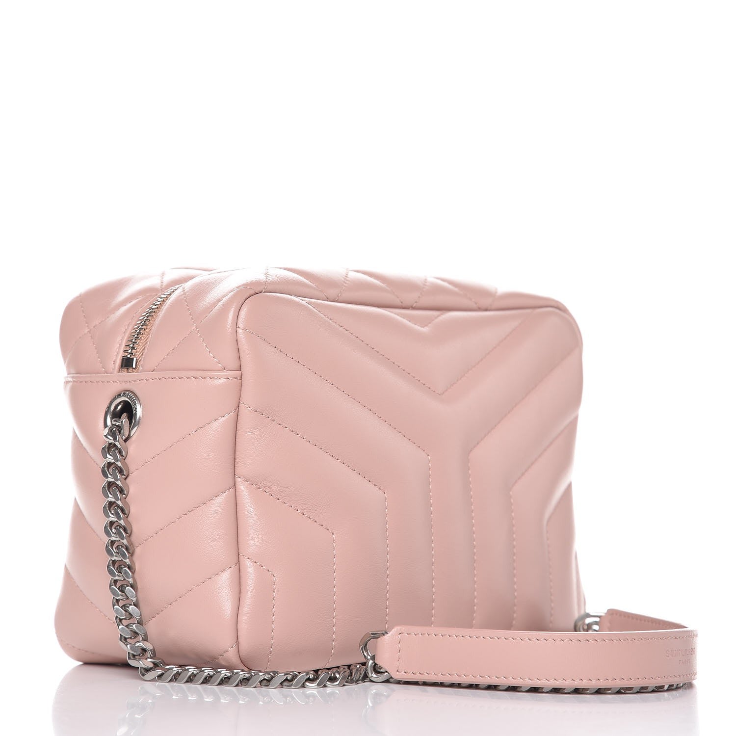 Saint Laurent Calfskin Y Quilted Monogram Small Loulou Bowling Bag Pale Pink 3 of 10