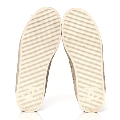 Chanel Raffia Grosgrain Lace Up Espadrilles 36 Beige Black 5 of 9