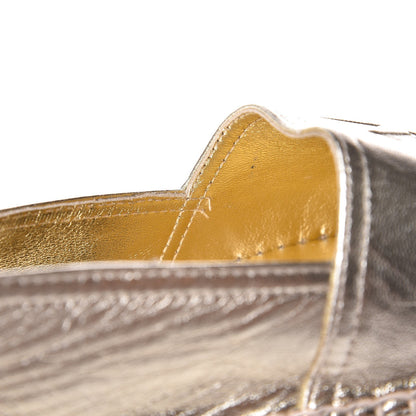 Saint Laurent Metallic Lambskin Monogram Espadrilles 40 Platino 8 of 11