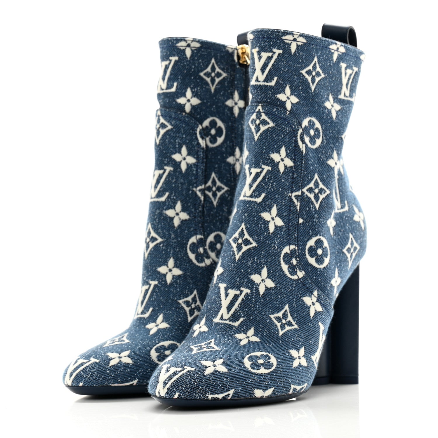 Louis Vuitton Denim Monogram Silhouette Ankle Boots 37 Navy Blue 3 of 9