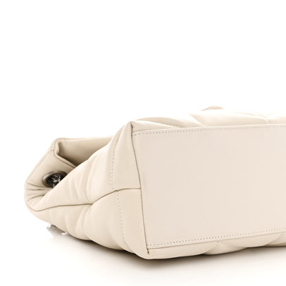 Saint Laurent Lambskin Quilted Small Loulou Puffer Monogram Chain Satchel Blanc Vintage 8 of 9