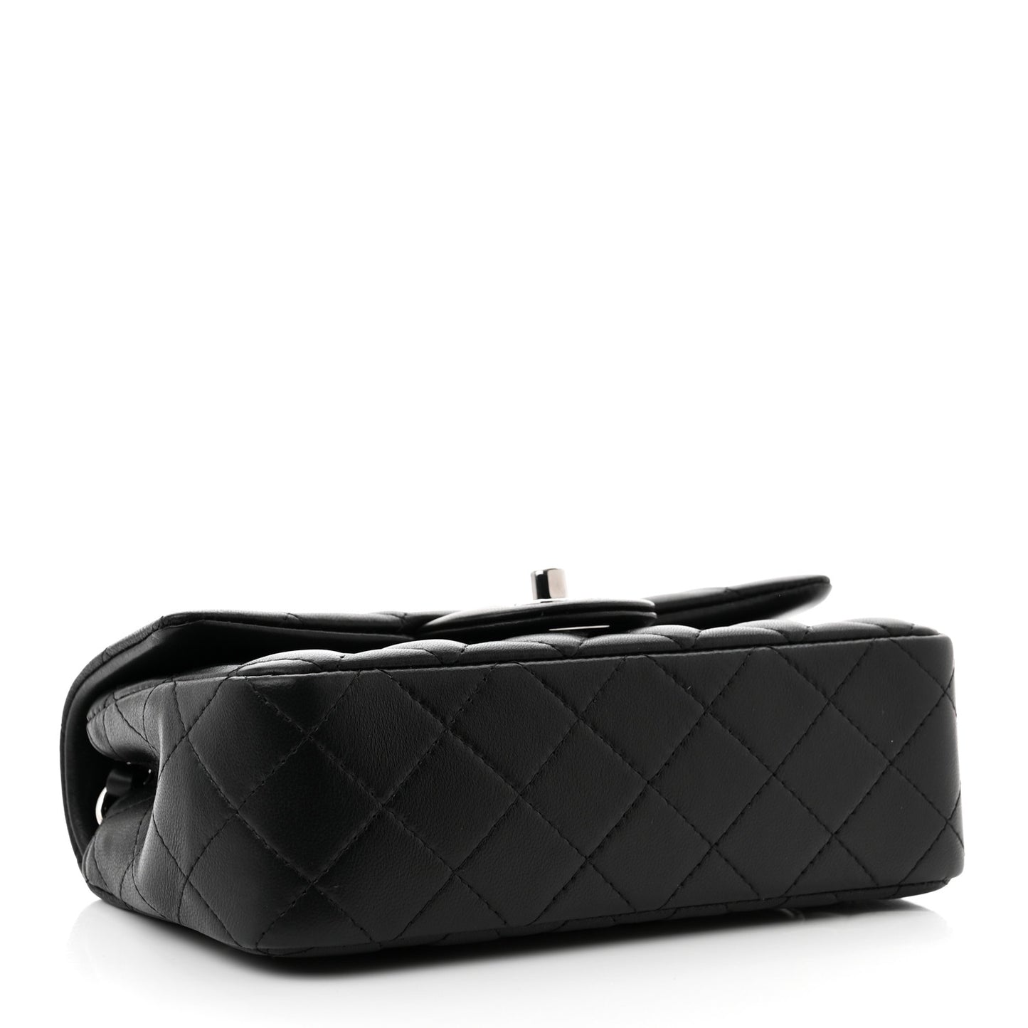 Lambskin Quilted Mini Rectangular Flap Black