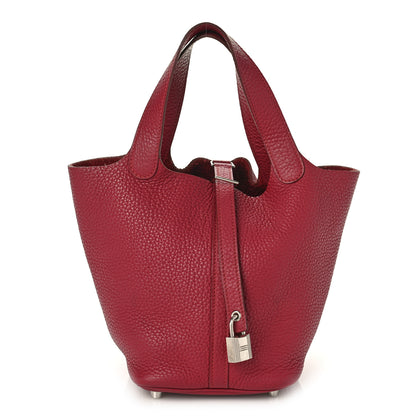 Hermes Taurillon Clemence Picotin Lock 18 PM Rubis 1 of 8