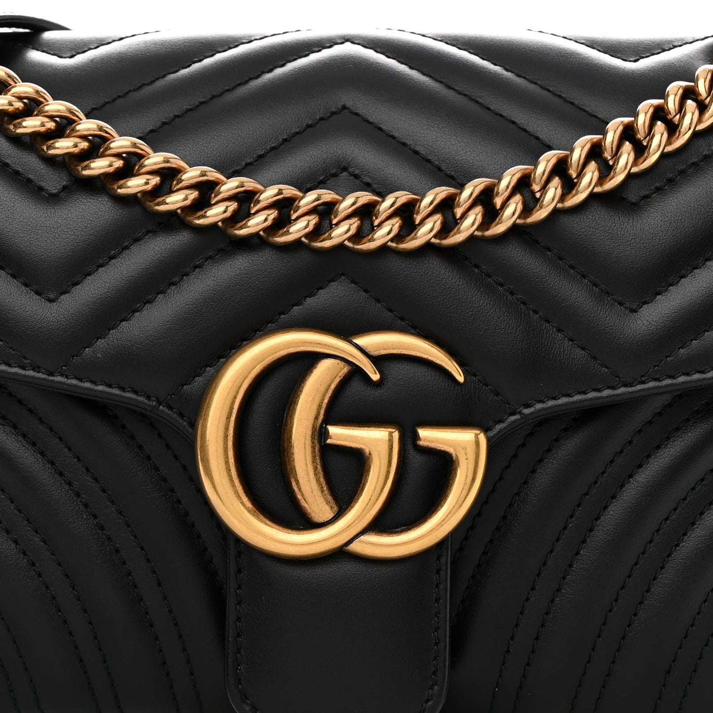 Calfskin Matelasse Small GG Marmont Shoulder Bag Black