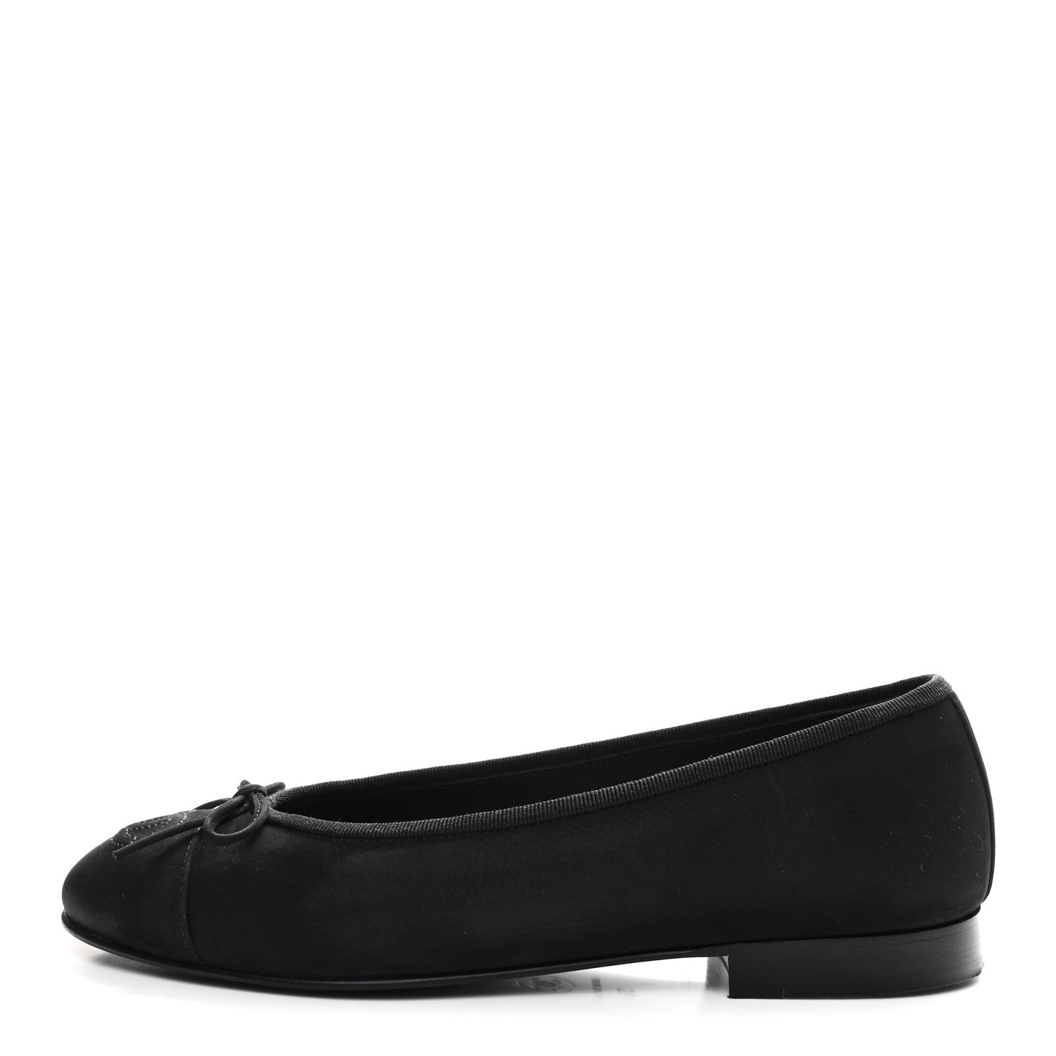 Chanel Suede Calfskin Cap Toe CC Ballerina Flats 36 Black 1 of 10