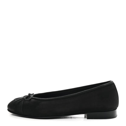 Chanel Suede Calfskin Cap Toe CC Ballerina Flats 36 Black 1 of 10