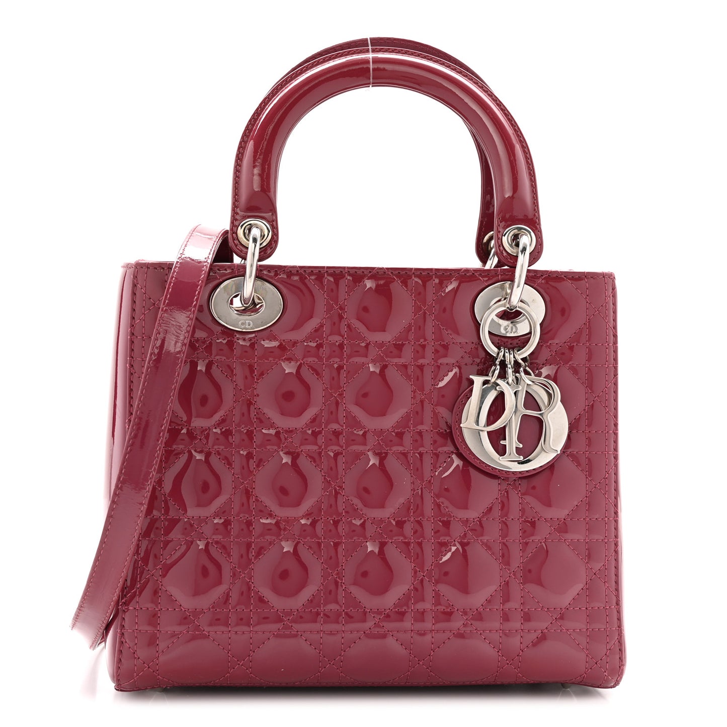 Patent Cannage Medium Lady Dior Dark Pink