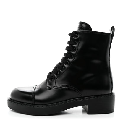 Prada Spazzolato Chocolate 50mm Combat Boots 36 Black 1 of 15