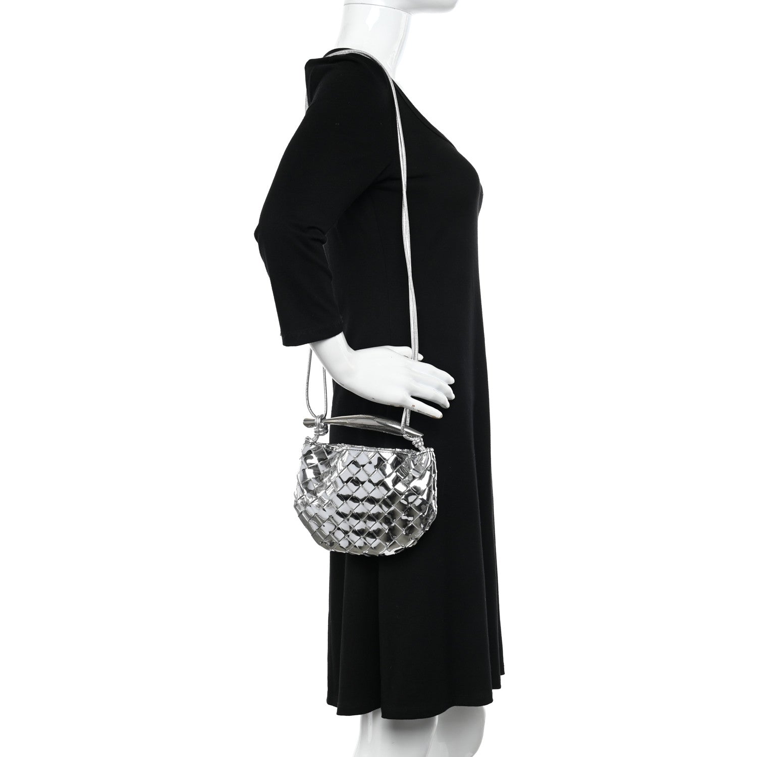 Bottega Veneta Mirror Laminated Nappa Intrecciato Mini Sardine Bag Silver 2 of 9