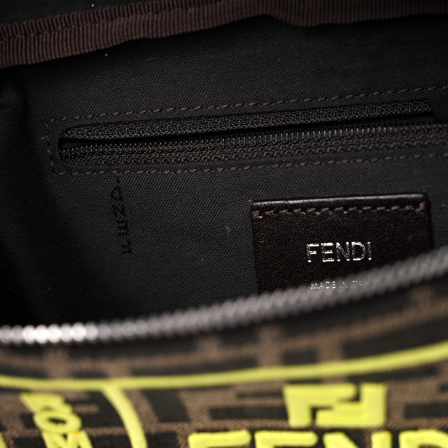 Fendi Fabric Jacquard FF 1974 Logo Threaded Edge Kids Belt Bag Tobacco Giallo Fluo 7 of 14