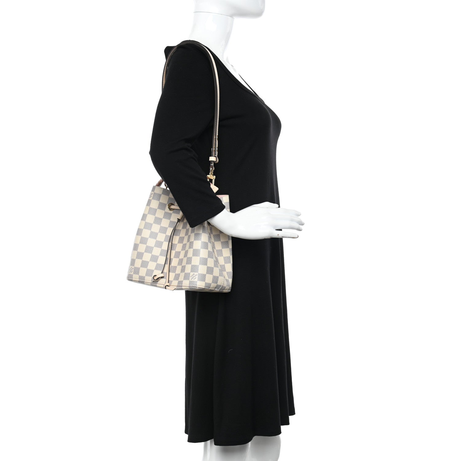 Louis Vuitton Damier Azur Braided Neonoe BB Pink 2 of 11