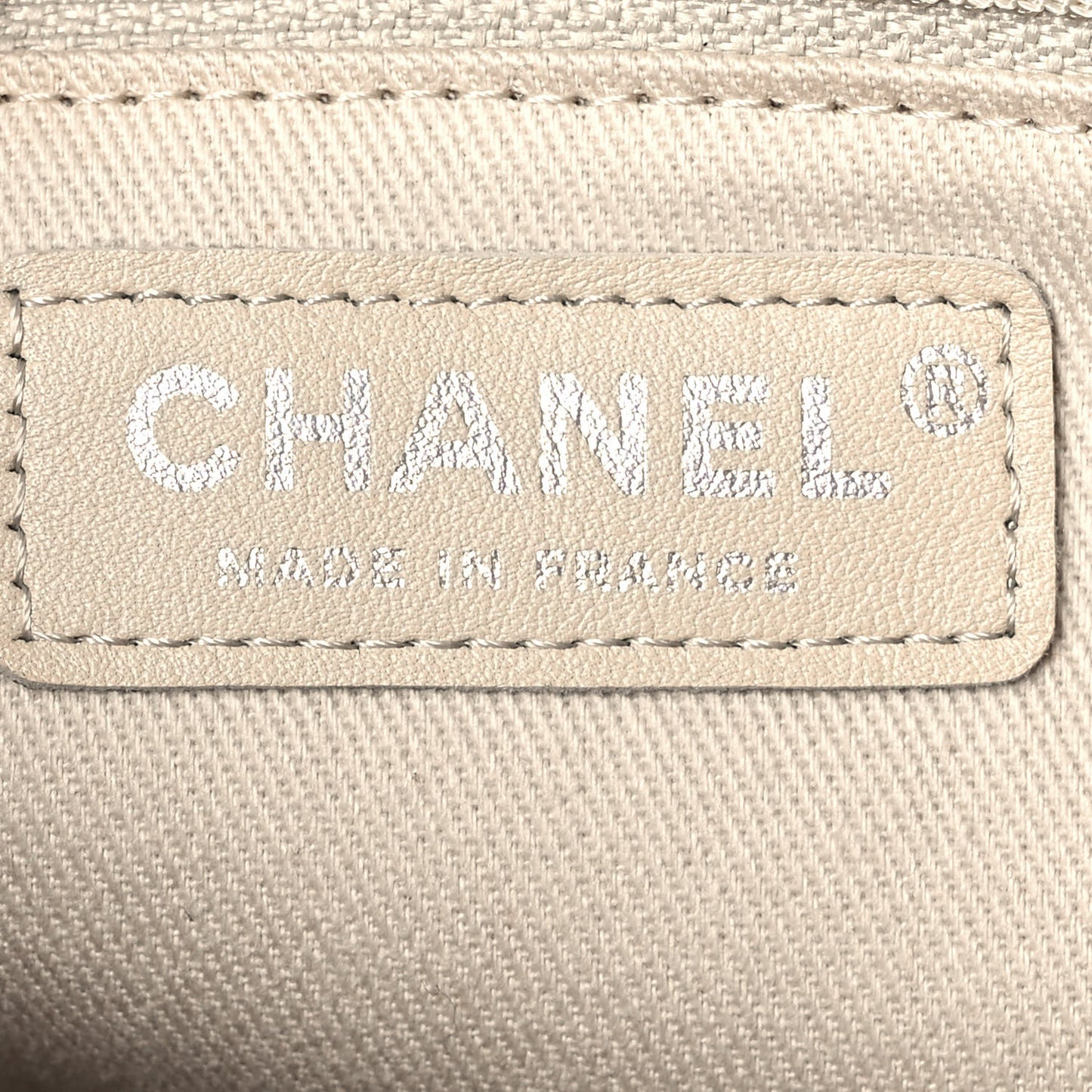 Glazed Calfskin Quilted Shopping Tote Light Beige