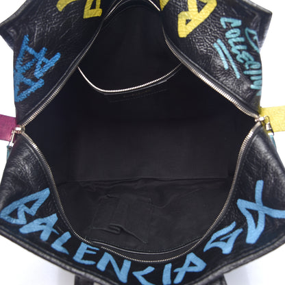 Balenciaga Agneau Arena Graffiti All Over Medium Bazar Shopper Tote Black Multicolor 5 of 11