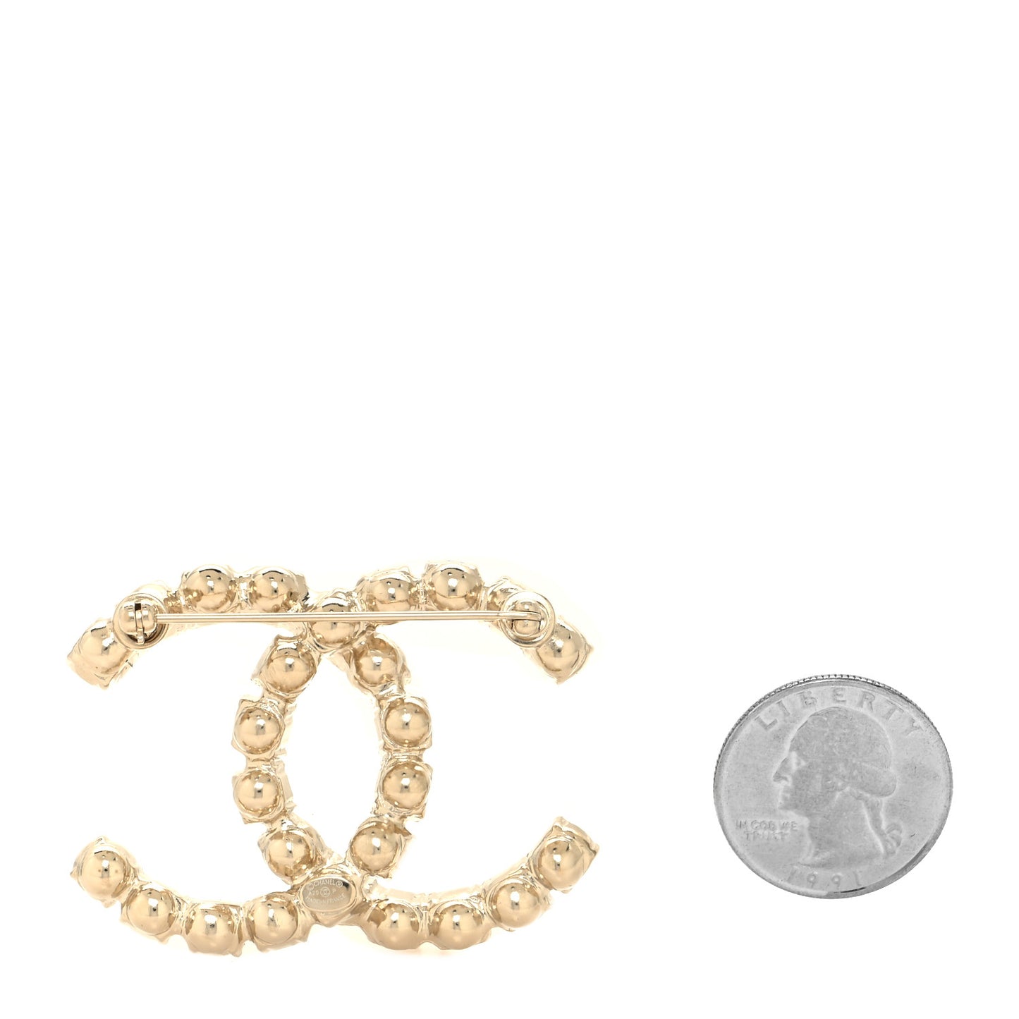 Crystal Coco's Pearls CC Brooch Light Gold