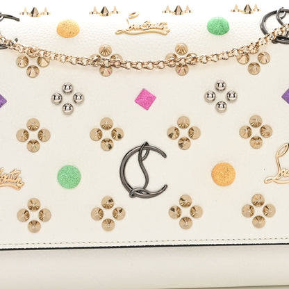 Christian Louboutin Calfskin Spikes Loubinthesky Paloma Clutch White 8 of 10