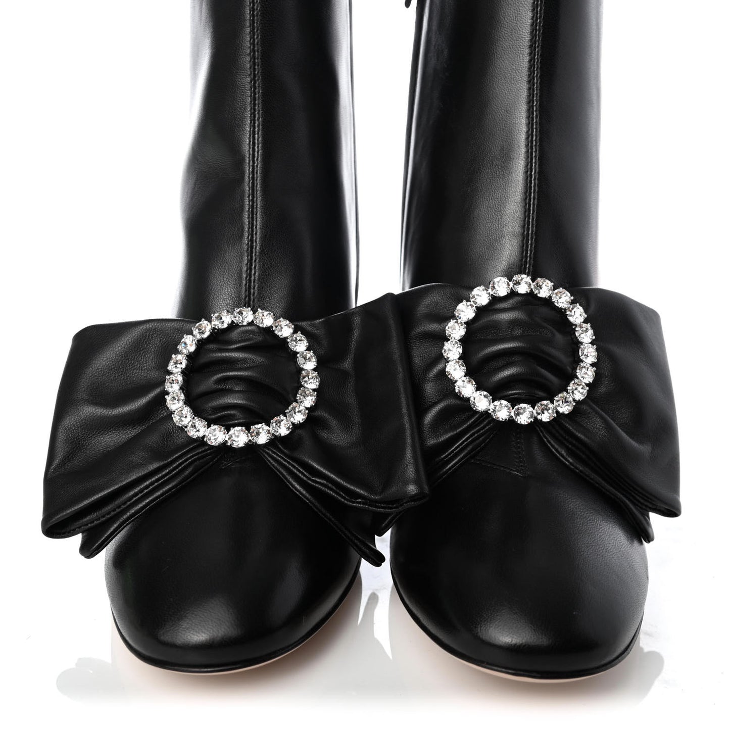 Nappa Removable Bow Candy Ankle Boots 39 Black