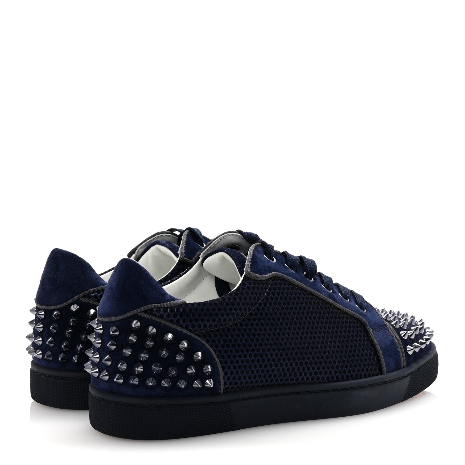 Christian Louboutin Veau Velours Mesh Seavaste 2 Orlato Flat Sneakers 39 Navy 5 of 8