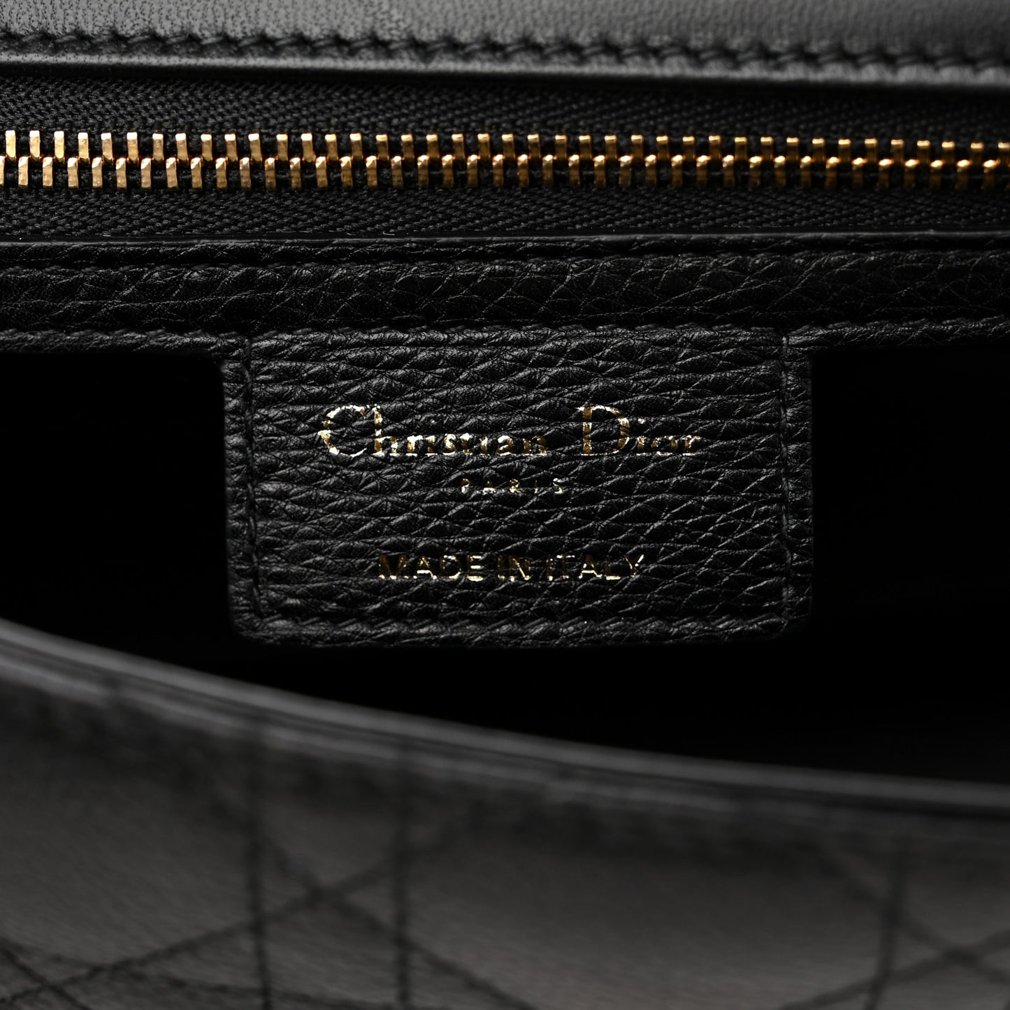 Calfskin Cannage Medium Caro Bag Black