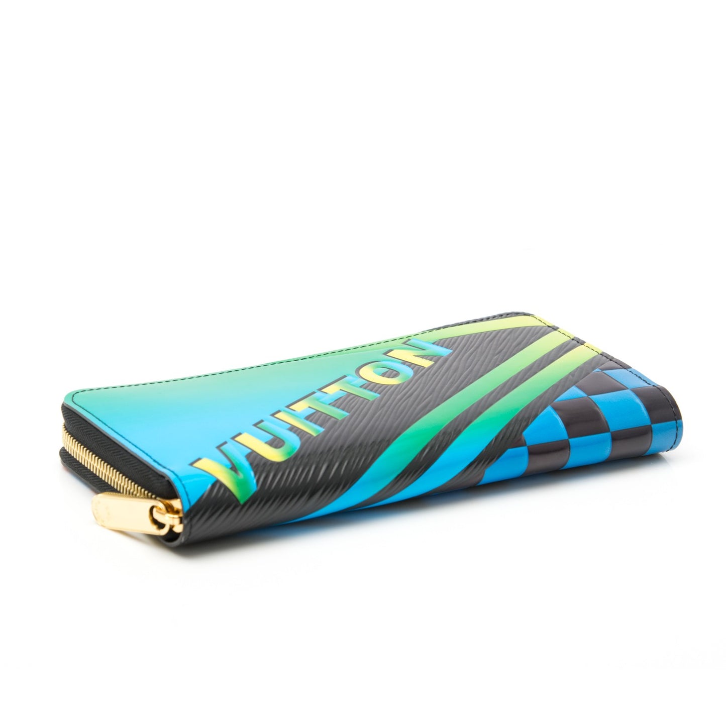 Epi Damier Race Zippy Wallet Blue Vert