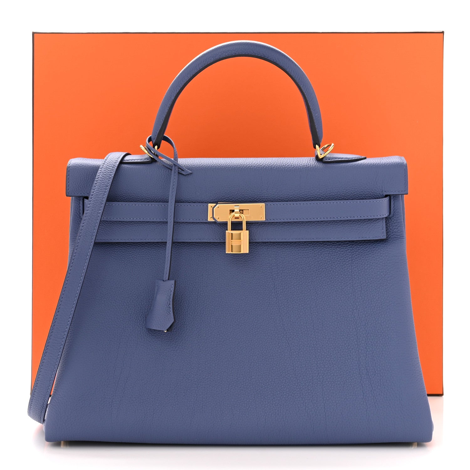 Hermes Togo Kelly Retourne 35 Bleu Brighton 11 of 11