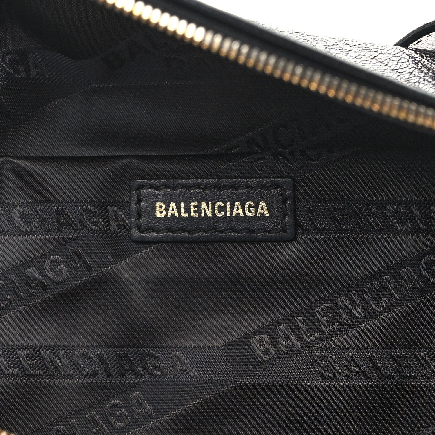 Balenciaga Shiny Goatskin Allover Logo Embossed XXS Souvenir Belt Bag Black 6 of 10
