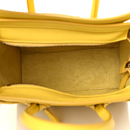 Celine Drummed Calfskin Nano Luggage Citron 4 of 9