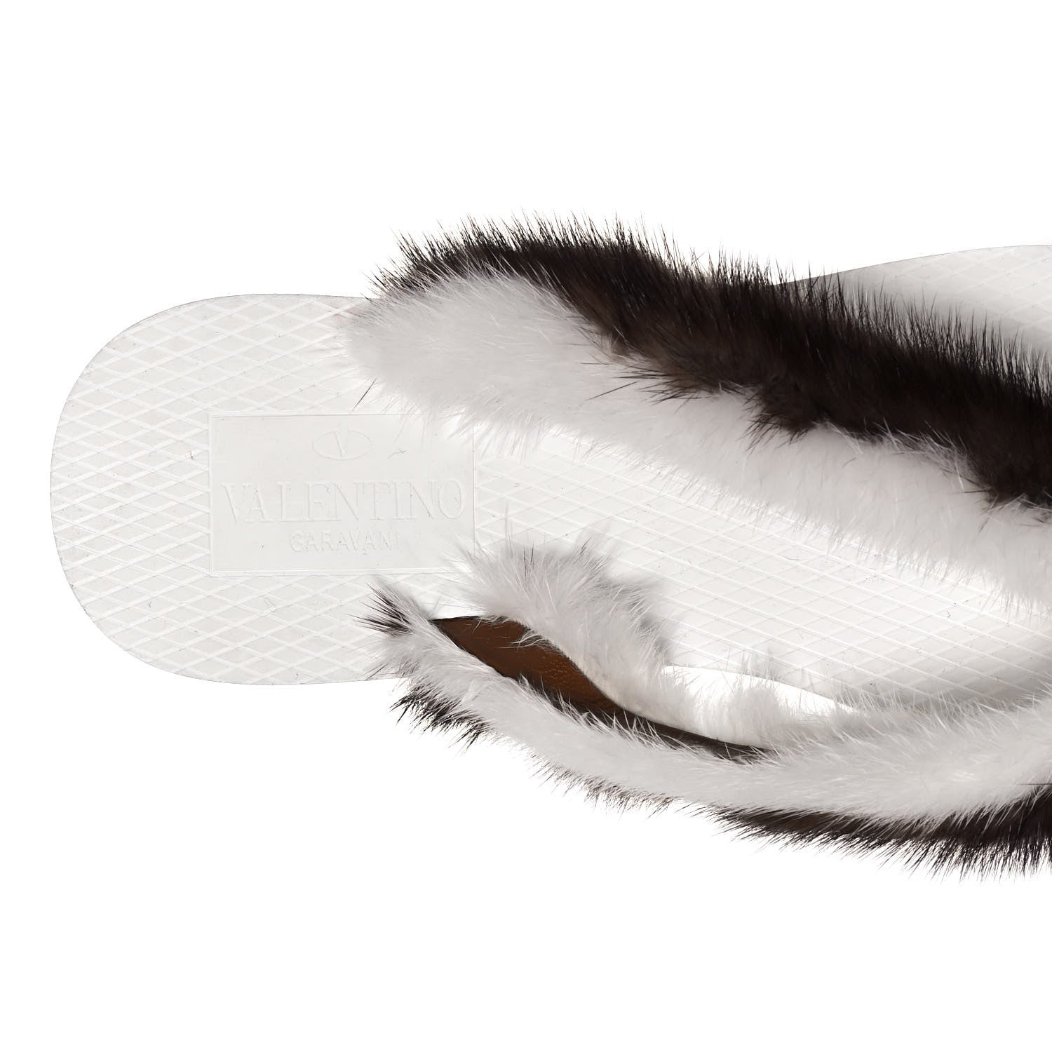 Valentino Garavani Mink Fur Thong Sandals 40 White Brown 7 of 7