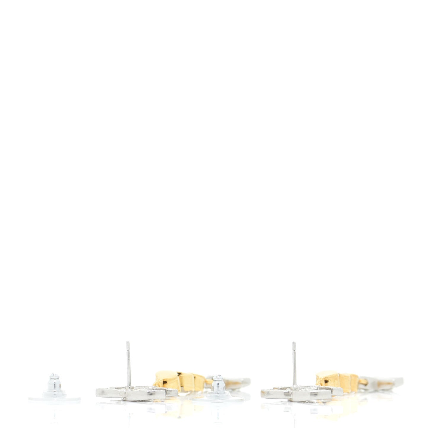 Crystal Star Drop CC Earrings Silver Gold