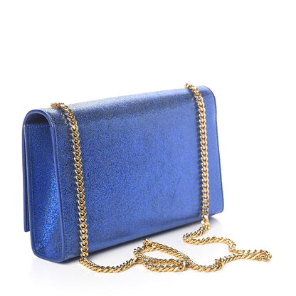 Saint Laurent Metallic Calfskin Medium Classic Monogram Kate Satchel Blue Royal 3 of 9