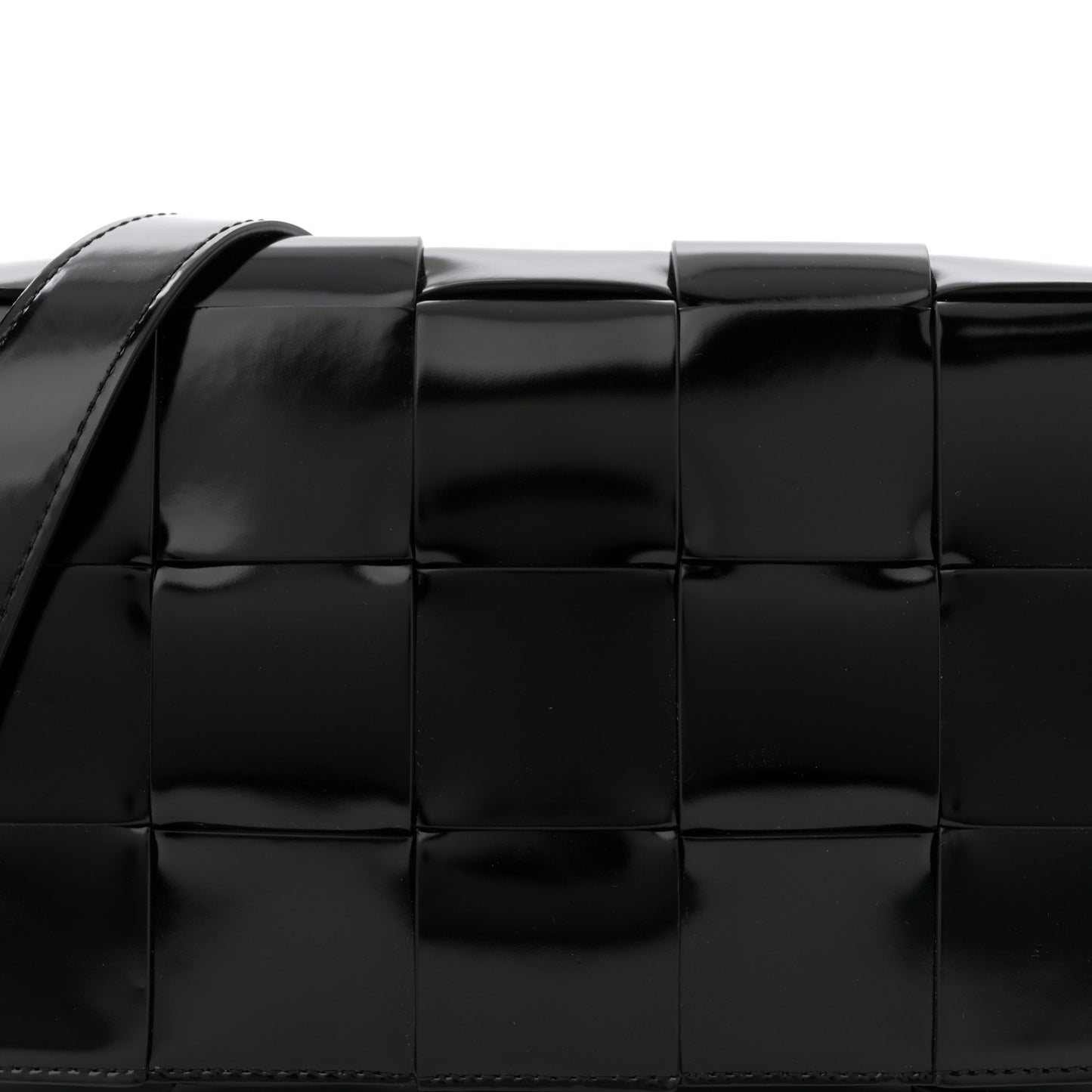 Patent Maxi Intrecciato Cassette Crossbody Bag Black
