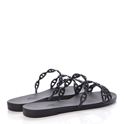 Hermes Rubber Chaine d'Ancre Rivage Sandals 38 Black 4 of 9