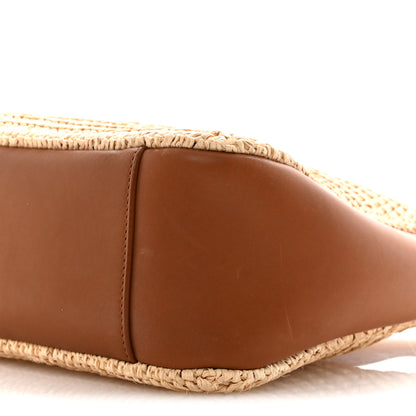Saint Laurent Raffia Calfskin Le 5 A 7 Small Hobo Natural Brick 11 of 15