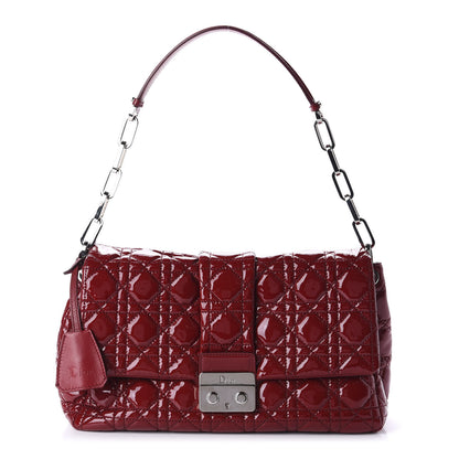 Christian Dior Patent Cannage New Lock Flap Red 1 of 10