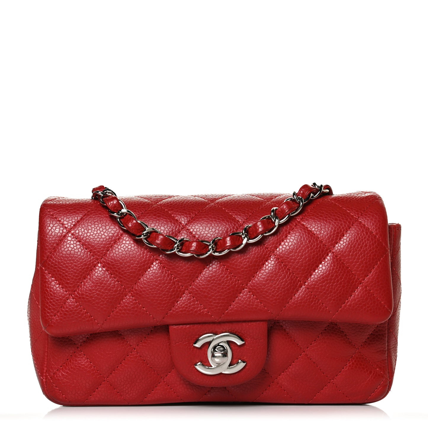 Caviar Quilted Mini Rectangular Flap Red